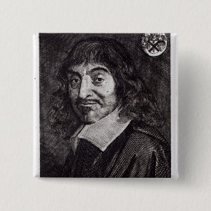 Bóton Quadrado 5.08cm Retrato de Rene Descartes