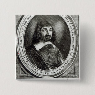Bóton Quadrado 5.08cm Retrato de Rene Descartes, 1644