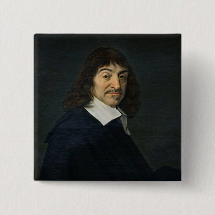 Bóton Quadrado 5.08cm Retrato de Rene Descartes c.1649