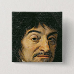 Bóton Quadrado 5.08cm Retrato de Rene Descartes c.1649