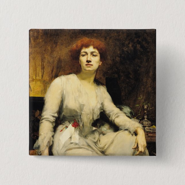 Bóton Quadrado 5.08cm Retrato de Severine 1893 (Frente)