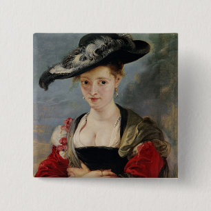 Bóton Quadrado 5.08cm Retrato de Susanna Lunden (?) (balde de Le Chapéu