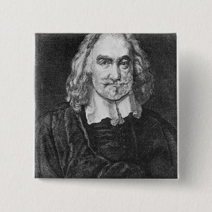 Bóton Quadrado 5.08cm Retrato de Thomas Hobbes