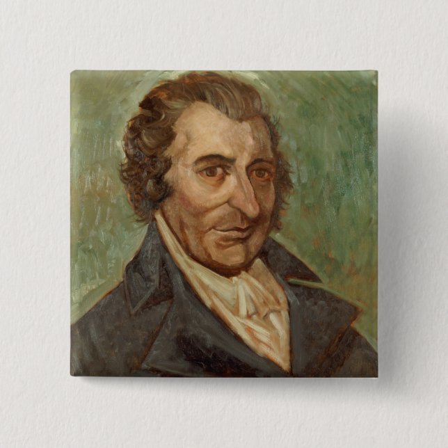 Bóton Quadrado 5.08cm Retrato de Thomas Paine (Frente)