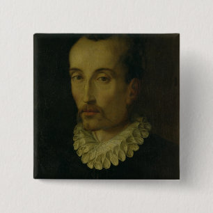Bóton Quadrado 5.08cm Retrato de Torquato Tasso, 1585-90 (óleo no