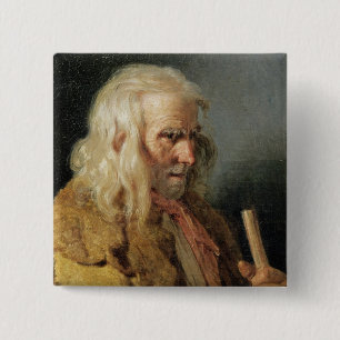 Bóton Quadrado 5.08cm Retrato de um camponês bretão, 1834