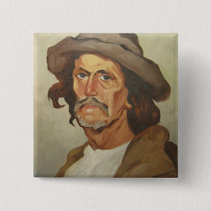 Bóton Quadrado 5.08cm Retrato de um Camponês (por Ipolit Strâmbu)