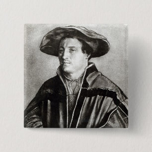 Bóton Quadrado 5.08cm Retrato de um homem com um chapéu vermelho, c.153