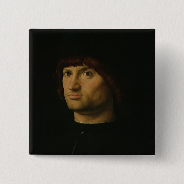 Bóton Quadrado 5.08cm Retrato de um homem, ou o Condottiere, 1475 (óleo (Frente)