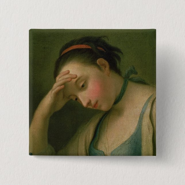 Bóton Quadrado 5.08cm Retrato de uma mulher 2 (Frente)