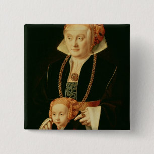 Bóton Quadrado 5.08cm Retrato de uma mulher com sua filha