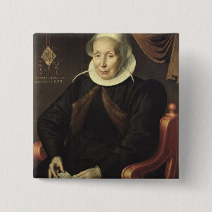 Bóton Quadrado 5.08cm Retrato de uma mulher idosa, 1603