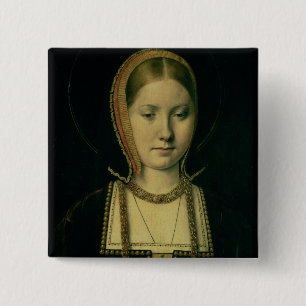 Bóton Quadrado 5.08cm Retrato de uma mulher, possivelmente Catarina de