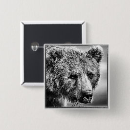 Bóton Quadrado 5.08cm Retrato de urso pardo
