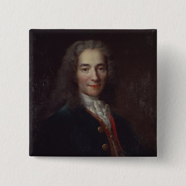 Bóton Quadrado 5.08cm Retrato de Voltaire (Frente)