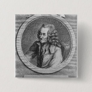 Bóton Quadrado 5.08cm Retrato de Voltaire, de um desenho