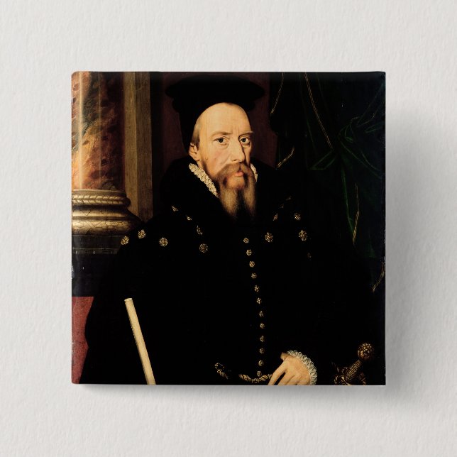 Bóton Quadrado 5.08cm Retrato de William Cecil (Frente)