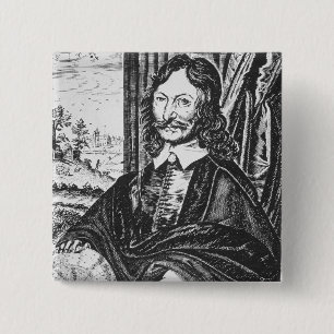 Bóton Quadrado 5.08cm Retrato de William Lilly (1602-81), de seu 'Chr