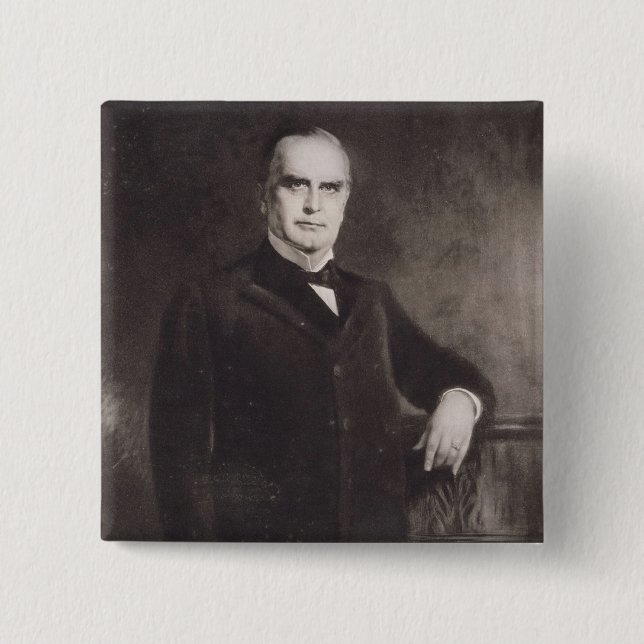 Bóton Quadrado 5.08cm Retrato de William McKinley (litho) (Frente)