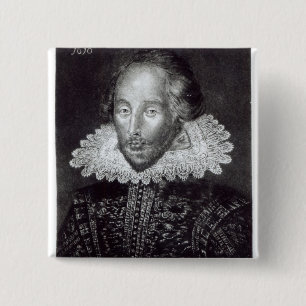 Bóton Quadrado 5.08cm Retrato de William Shakespeare