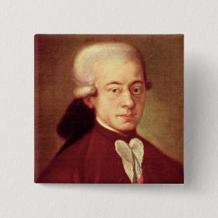Bóton Quadrado 5.08cm Retrato de Wolfgang Amadeus Mozart depois de 1770