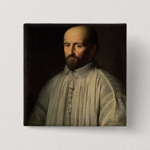 Bóton Quadrado 5.08cm Retrato do abade do santo Cyran, c.1643 (óleo