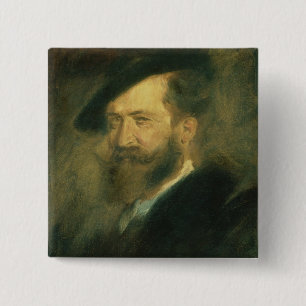 Bóton Quadrado 5.08cm Retrato do artista Wilhelm Busch, c.1878