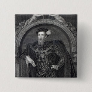 Bóton Quadrado 5.08cm Retrato do conde de Henry Howard de Surrey