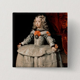 Bóton Quadrado 5.08cm Retrato do Infanta Margarita envelhecida cinco