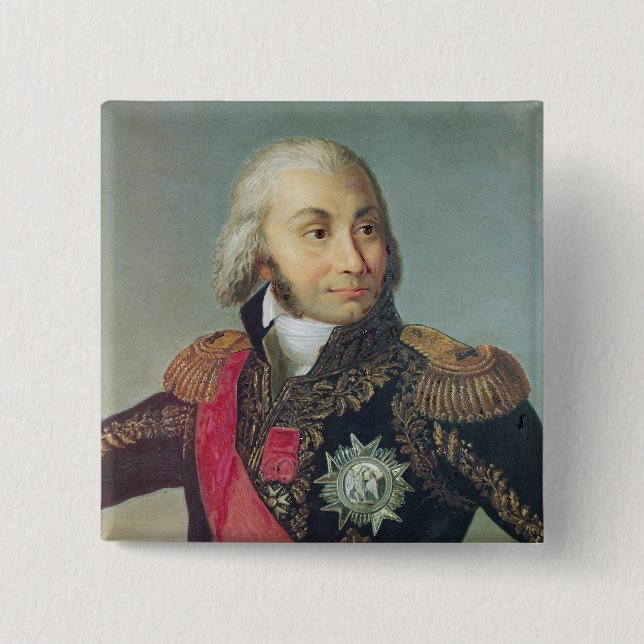 Bóton Quadrado 5.08cm Retrato do marechal Jean-Baptiste Jourdan (Frente)