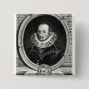 Bóton Quadrado 5.08cm Retrato do medalhão de Pierre de Bourdeille