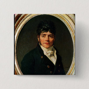 Bóton Quadrado 5.08cm retrato do medalhão do Comte Esteve, 1804