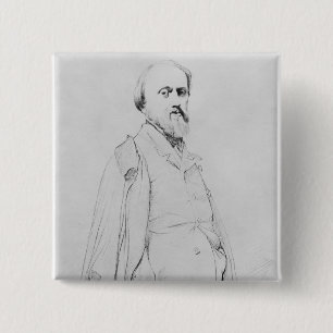 Bóton Quadrado 5.08cm Retrato do pintor Hipólito Flandrin