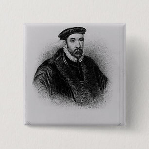 Bóton Quadrado 5.08cm Retrato do senhor Nicholas Bacon
