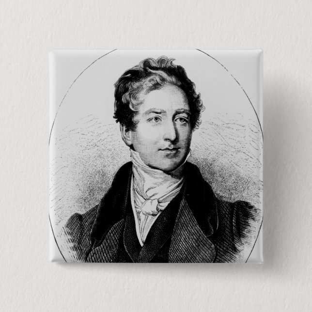 Bóton Quadrado 5.08cm Retrato do senhor Robert Peel (Frente)