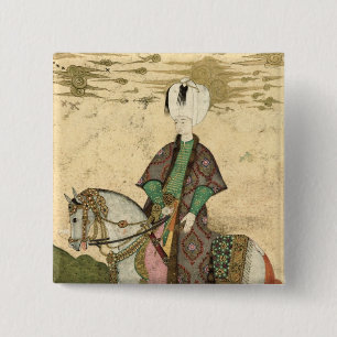 Bóton Quadrado 5.08cm Retrato equestre da sultão Osman II 1618