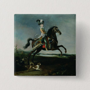 Bóton Quadrado 5.08cm Retrato equestre de Marie-Antoinette