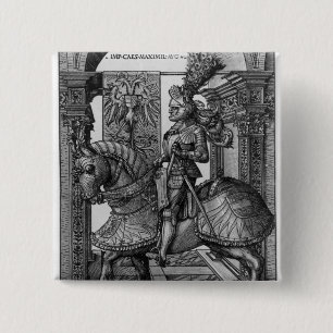Bóton Quadrado 5.08cm Retrato equestre de Maximilian mim c.1508