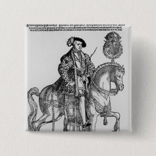 Bóton Quadrado 5.08cm Retrato equestre de Philip II da espanha