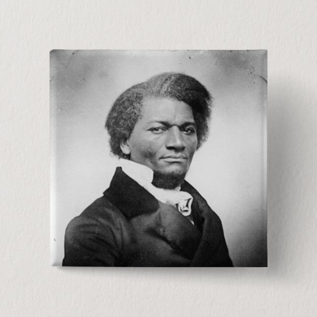 Bóton Quadrado 5.08cm Retrato Frederick Douglass ~ 1847 (Frente)