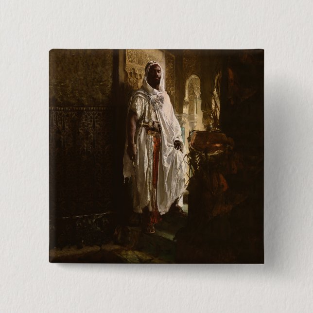 Bóton Quadrado 5.08cm Retrato Principal de Pintura Africana (Frente)