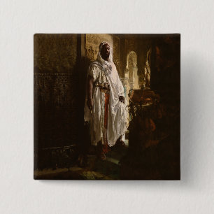 Bóton Quadrado 5.08cm Retrato Principal de Pintura Africana