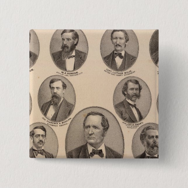 Bóton Quadrado 5.08cm Retratos de Hon Thomas A Hendricks (Frente)