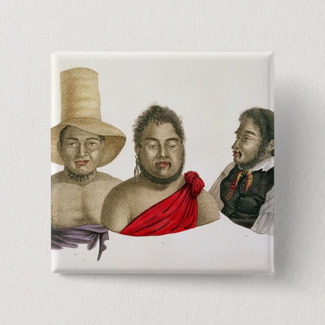 Bóton Quadrado 5.08cm Retratos dos chefes das ilhas de sanduíche, de (Frente)
