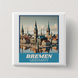 Bóton Quadrado 5.08cm Retro Bremen Skyline
