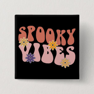 Bóton Quadrado 5.08cm Retro Groovy Spooky Vibes Halloween