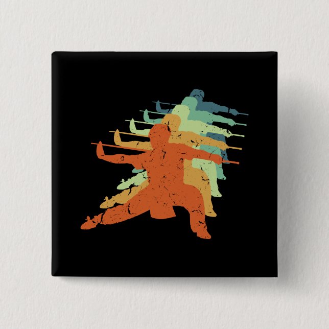 Bóton Quadrado 5.08cm Retro Wushu Kung Fu Chinese Martial Arts Sportsman (Frente)