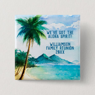 Bóton Quadrado 5.08cm Reunião da família Summer Beach Aloha