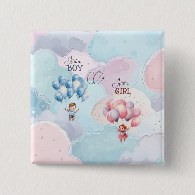 Bóton Quadrado 5.08cm Revolução do Gênero do Bebê (Frente)