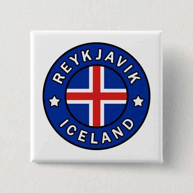 Bóton Quadrado 5.08cm Reykjavik Islândia (Frente)